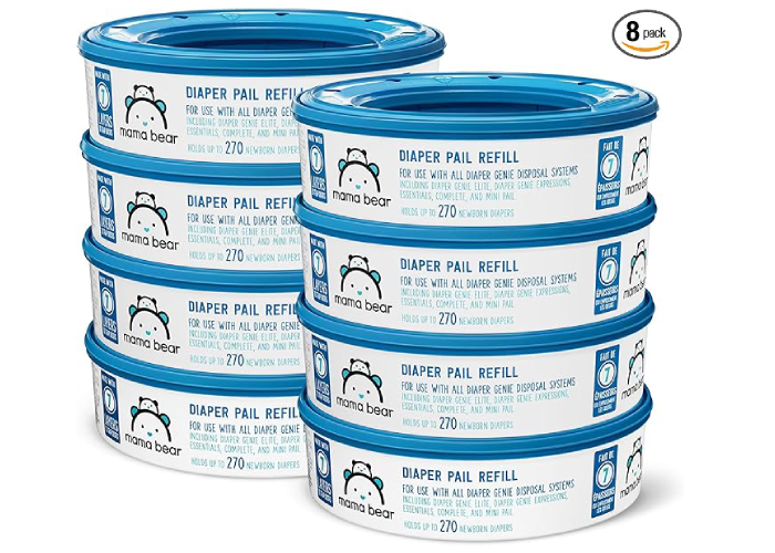 adorabledoodlesofvirginia.com_Amazon Brand - Mama Bear Diaper Pail Refills for Genie Pails, Unscented, 2160 Count (8 Packs of 270)