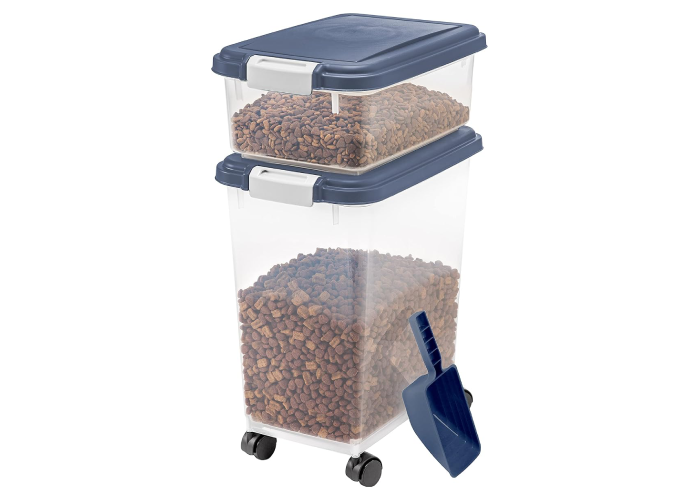 adorabledoodlesofvirginia.com_IRIS USA Dog Food Storage Container, 30 lbs & 11 lbs Combo, Cat Food Storage Container, Dog Treat Container, Airtight, Stackable, 2-Cup Scoop, Wheels, Easy Mobility, Black