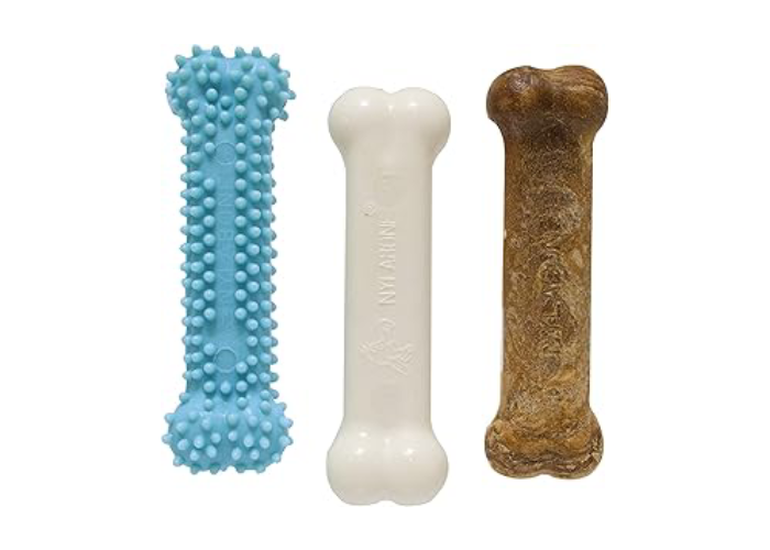 adorabledoodlesofvirginia.com_Nylabone Puppy Chew Toys & Natural Treat Triple Pack, Blue, Chicken & Bacon Flavor, Small Nylabone Puppy Chew Toys & Natural Treat Triple Pack, Blue, Chicken & Bacon Flavor, Small - Up to 25 Ibs, 3 Pack